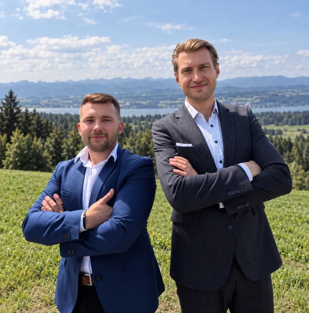 Ilja Fensel und Viktor Neubert, Geschäftsführer von LIVIQO Immobilien, im Allgäu